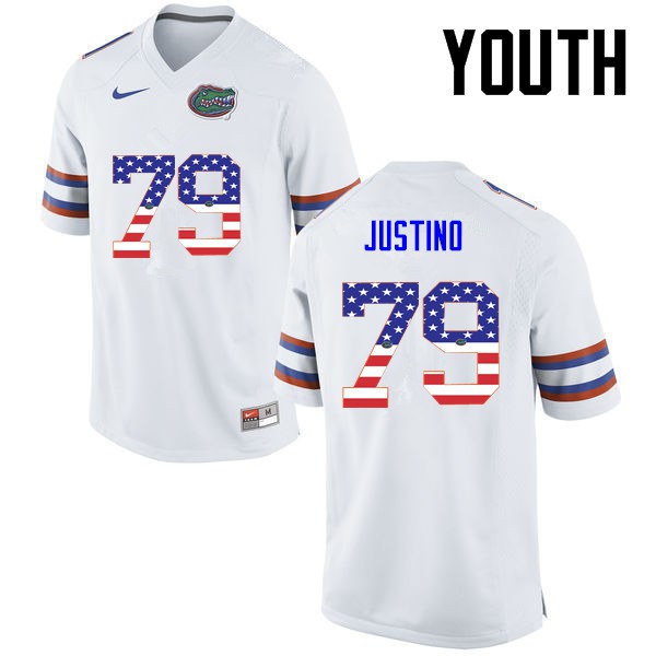 Florida Gators Youth #79 Daniel Justino College Football Jersey USA Flag Fashion White
